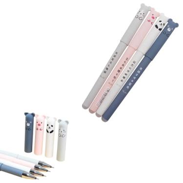 Imagem de Kit 4 Caneta Apagável Animais Urso Mágica Ponta Fina 0.5mm Azul Fantasminha Canetas Que Apaga Papelaria Fofa Kawaii