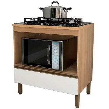 Imagem de Balcão Macadamia com Tampo 1 Gaveta 80cm Telasul