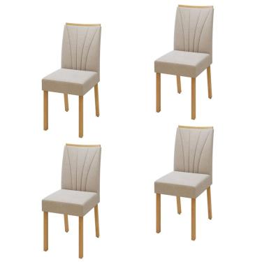 Imagem de Conjunto 4 Cadeiras para Sala de Jantar Pés Madeira Maciça Jade Tessera Amêndoa Clean/Naturale Creme