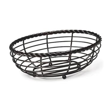 Imagem de Gourmet Basics by Mikasa Cesta de pão oval de corda, preta, 28 cm -