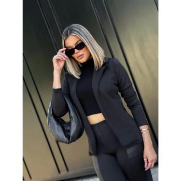 Imagem de Blazer Feminino Maxi Alongado estilo casaquinho Cardigan - NK MODAS, P