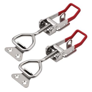 Imagem de 4003 Grampos de trava de alternância resistentes para caixa de ferramentas de gabarito de tampa de defumador, pacote com 2 travas de aço inoxidável 304 com orifício de bloqueio, ajustável de 15 a 17