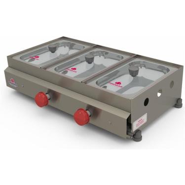 Imagem de Molheira 3 Cubas A Gás 2 Quente Pr-03G + Kit Gás - Progás