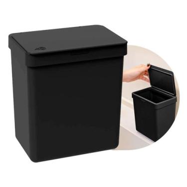 Imagem de Lixeira para Pia Bancada 2,5 Litros Com Tampa Single Coza, Preto