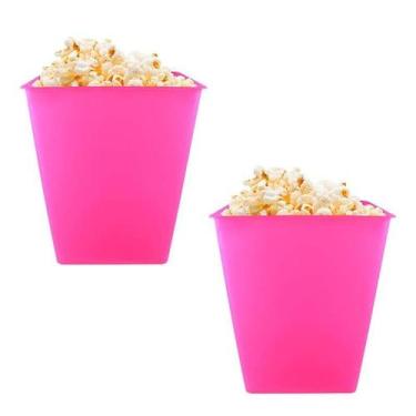 Imagem de Kit 2 Pipoqueira Retrô Rosa Neon 2,6L Plástico Premium - Bb Store
