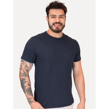 Imagem de Camiseta Aramis Masculina Grey Friso Gola Light Logo Azul Marinho, XL/