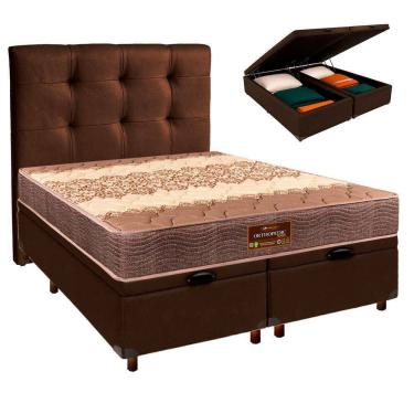Imagem de Cama + Bau Blindado E Colchão D26 Queen - Ortophedic Sankonfort + Cabeceira