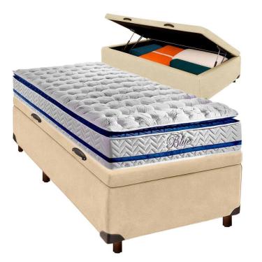 Imagem de Conjunto Cama Box Bau Blindado Solteiro + Colchão Molas Ensacadas Blue Paropas
