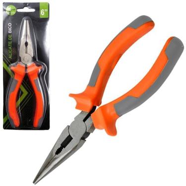 Imagem de Alicate De Bico Meia Cana Reto 6`` Cabo Emborrachado Laranja