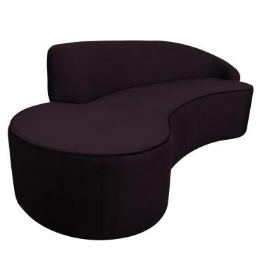 Imagem de Sofá 3 Lugares Eros D07 Curvo 210cm Braço Direito Veludo Roxo - D'Rossi