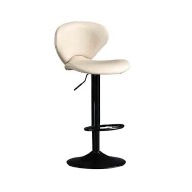Imagem de Cadeira de bar cadeira de bar simples 60-80 cm encosto de elevação banco alto uso doméstico rolamento de carga (branco)