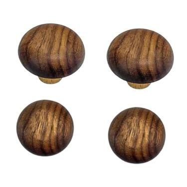 Imagem de Baoblaze 4x Ganchos de parede de madeira para casacos, puxadores de gaveta de armário, puxadores de armário portáteis minimalistas, ganchos de parede de, Redondo
