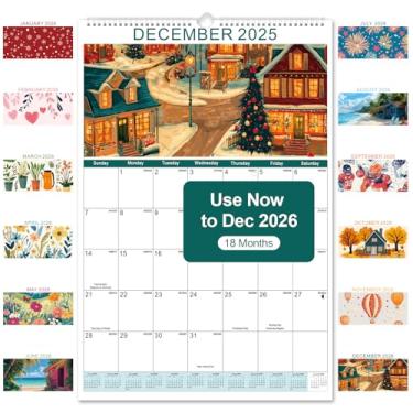 Imagem de Calendário de parede 2025-2026, 22,75 x 39,4 cm, calendário de parede vertical 2025-2026, calendário de parede grande de 18 meses de julho de 2025 a dezembro de 2026, material de escritório perfeito