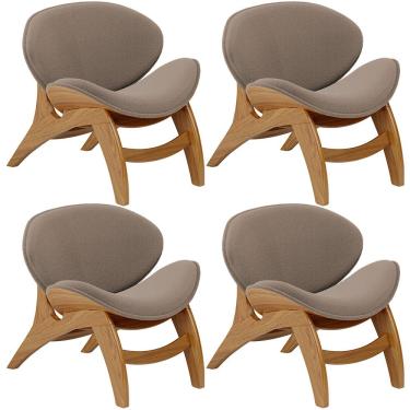 Imagem de Kit 4 Poltronas Decorativa Orgânica Sala Living Kadosh L02 Bouclê Bege - Lyam Decor