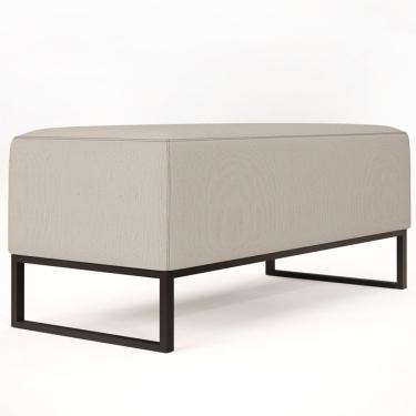 Imagem de Puff Decorativo Para Sala de Estar Cléo W01 Base de Ferro 90 cm Linho Cru - Lyam Decor