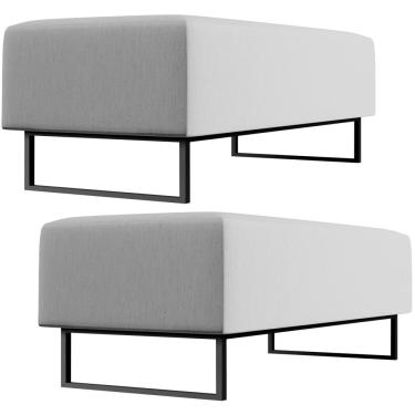 Imagem de Kit 02 Puffs Decorativo Sala de Estar Bali W01 Base Ferro 120x50 cm Linho Cinza - Lyam Decor