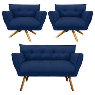 Imagem de Kit 01 Namoradeira e 02 Poltronas Giratória Anitta Suede