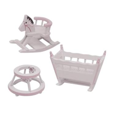 Imagem de Conjunto de móveis de berçário Dollhouse Kisangel Cradle Rocking Horse