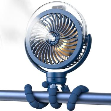 Imagem de Ventilador de carrinho de bebê, ventilador portátil recarregável com dois modos de névoa, clipe flexível para equipamentos de bebê, academia, escritório e acampamento