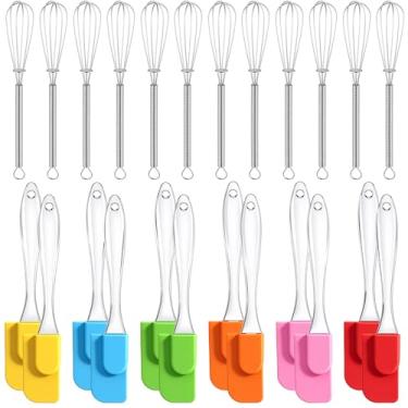 Imagem de Baderke Conjunto de 24 utensílios de cozinha de silicone de 18,3 cm, pequenas espátulas de silicone de 18,5 cm, utensílios de cozinha a granel de aço inoxidável para assar, misturar, cozinhar