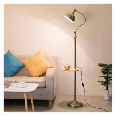 Imagem de Luminária de chão Candeeiro de pé com mesa em base mármore, moderno e elegante bandeja candeeiro para escritório, café, sala estar, quarto(Gold)