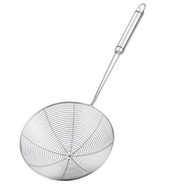 Imagem de Escumadeira Fritadeira de Inox Redonda para Frituras Peneira Pastel Batata Fritar Utensilio Cozinha