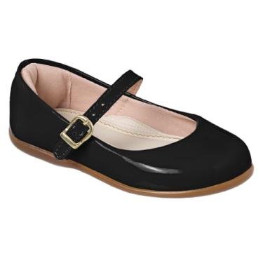 Imagem de Sapatilha Infantil Menina Preta com Fivela Dourada, Verniz, Com elástico, Estilo Boneca (Preta/Verniz, BR, Criança de 4 a 8 anos, Numérico, 25)
