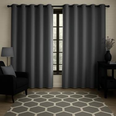Imagem de Cortina Blackout 4,00 x 2,60m Tecido Corta Luz Para Quarto, Sala e Escritório (Cinza Chumbo)