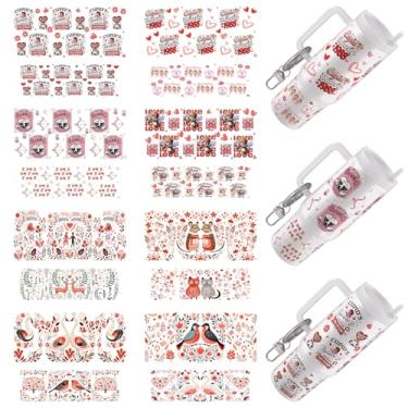 Imagem de DORSBABY Mini porta-chaves UV DTF, 16 folhas de adesivos de transferência fria de animais do dia dos namorados para chaveiros de motel, artesanato de transferência UV DTF para pingente de chave