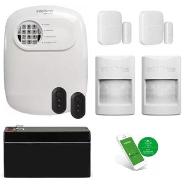 Imagem de Kit Alarme Intelbras Monitorado App Celular 04Sensor Sem Fio