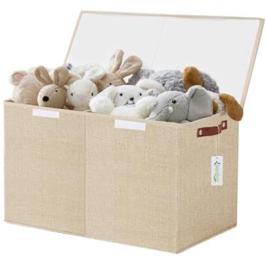 Imagem de Bagnizer Grande caixa de armazenamento de brinquedos com tampas, organizador de armazenamento de bebê resistente dobrável cesto de caixa para crianças, meninos, meninas, sala de jogos, berçário