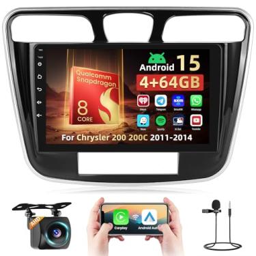 Imagem de Rádio veicular Qualcomm 8 Core para Chrysler 200 200C 2011-2014, [4 + 64 GB] Android 15 tela sensível ao toque de 9 polegadas com CarPlay Android Auto/Bluetooth 5.0/1280 * 720P/DSP/EQ/FM/RDS/GPS/WiFi