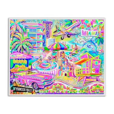 Imagem de Stupell Industries Arte giclée emoldurada cinza Miami Fun Collage, design por Jess Stempel, 61 x 76 cm