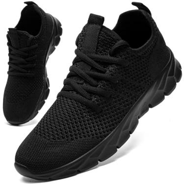 Imagem de YITUHIO Tênis feminino de corrida - Tênis de caminhada de malha respirável leve para mulheres - Tênis atlético confortável para academia, corrida, tênis e uso casual, Aa, preto, 38