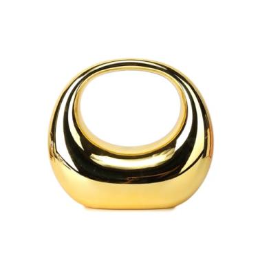 Imagem de Bolsa feminina de acrílico para noite em forma de lua, alça superior, bolsa de ombro para festa, Dourado, 10.63 inches ×4.72 inches ×9.84 inches