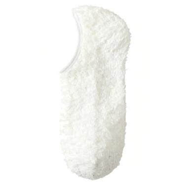 Imagem de Meias masculinas térmicas de inverno, grossas e quentes, de lã coral, elástica, cor sólida e macia para uso interno, Branco, 6.5