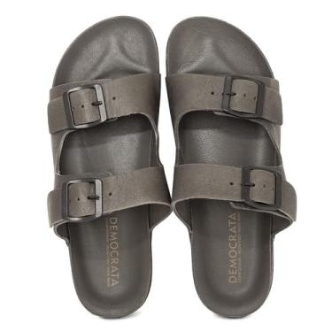 Imagem de Sandália Masculina Democrata Casual Easy Weekend Couro Conforto, Cinza