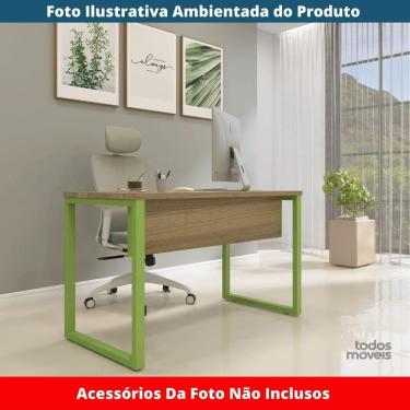 Imagem de Mesa Escritório P25 Tub Pandin 150 Cm (larg) X 70 Cm (prof) Tampo Mdp Noce Pé Aço Tubular Verde