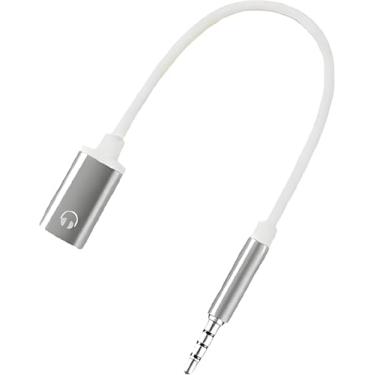 Imagem de Cabo adaptador de áudio macho de 3,5 mm para fêmea tipo C, branco, compatível com smartphones, leitores de MP3, laptops, tablets