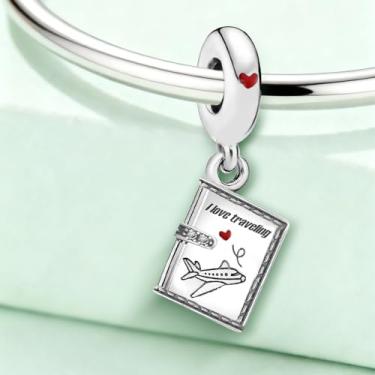 Imagem de 1 peça prata elegante itinerário de viagem berloque contas adequadas para mulheres, faça você mesmo e roupa diária combinando joias decoração para mulheres presente para mãe, 7.4*9.4mm, Prata, Sem