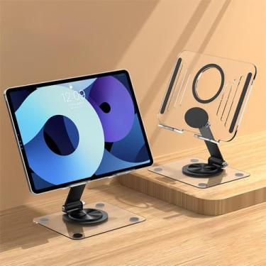 Imagem de Suporte de mesa de acrílico para mesa com base giratória de 360°, suporte dobrável para tablet, compatível com levantável