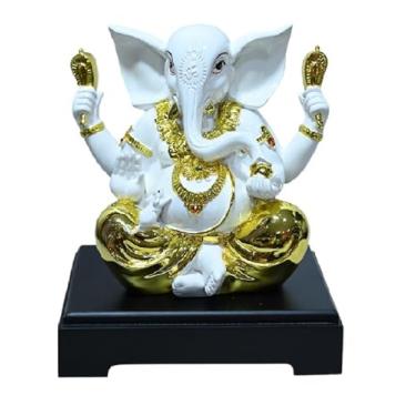 Imagem de Sigaram Idolo Vignesha de Mármore Branco Lorde Ganesha Vinayaka Vignesha para Decoração de Casa Estátua Estatueta Murti Showpiece K4779