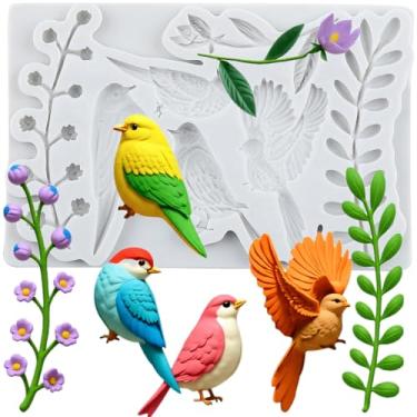 Imagem de MYPRACS Molde de silicone para fondant de flor de pássaro para decoração de bolo de açúcar topo de cupcake pasta de goma de chocolate argila de polímero