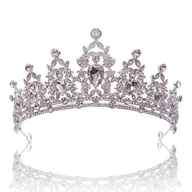 Imagem de ruokfziyan Tiara e coroa de aniversário para mulheres, coroas de rainha de cristal, tiaras de princesa com strass, para meninas, noivas, acessórios de cabelo para festa de casamento, formatura