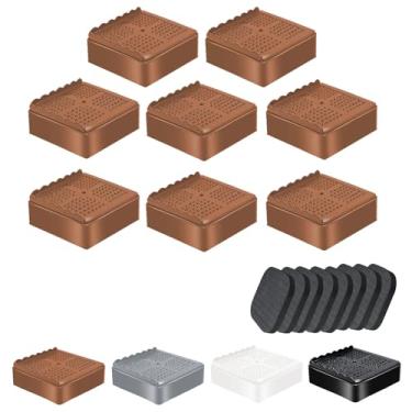 Imagem de Elevadores de móveis para cama resistentes de 2,5 cm, 5 cm, 7,6 cm, 10 cm, em forma de L, ajustável, elevador de cama, para pernas de mesa, sofá, poltrona, geladeira, máquina de lavar (2,5 cm, marrom