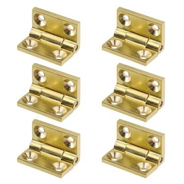 Imagem de Pastlla 6 peças mini dobradiças de gaveta de armário de latão maciço, dobradiças pequenas de 90 graus, conectores para caixa de presente de joias, caixa de madeira, caixas delicadas para fabricação de