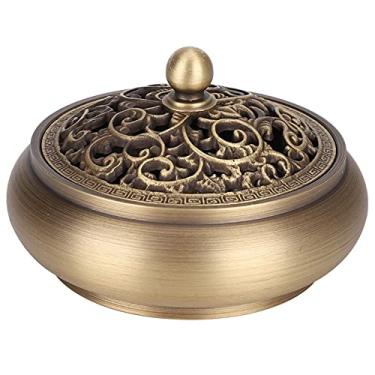 Imagem de Incensário de bronze queimador de incenso Buda de lótus suporte de queimador de incenso vintage queimador de incenso fogão a carvão suporte de luxo incenso metal decoração para casa sala de escritório