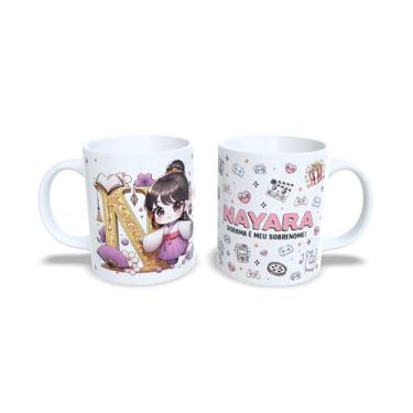 Imagem de Caneca de Cerâmica Branca 325ml com Alfabeto Tema Dorama Amanda (n)