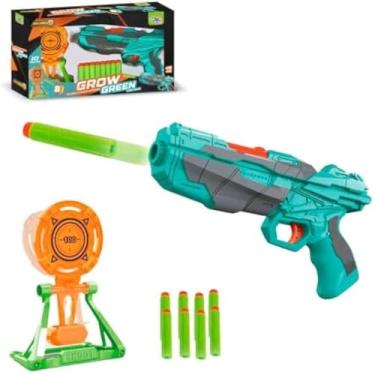 Imagem de Pistola, dardos, brinquedo, disparos, diversao, alvo, mira, plastico verde