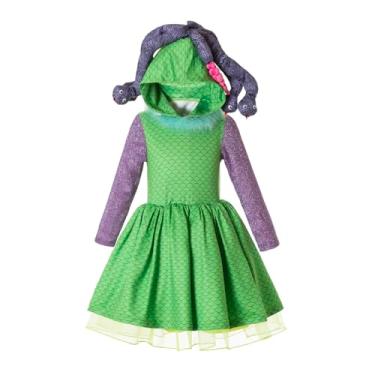 Imagem de Ruikajia Fantasia feminina Celia Costume Monstros Inc com acessório para cabeça medusa tiara vestido 10 anos